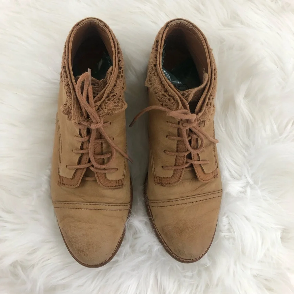 Gianni Bini Distressed Lace Up Booties